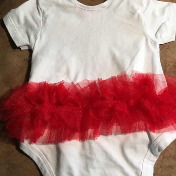 POPATU NWOT AUTHENTIC TUTU ‘OH DEER’ FESTIVE ONESIE WITH RED TRIM TUTU - Picture 3 of 7